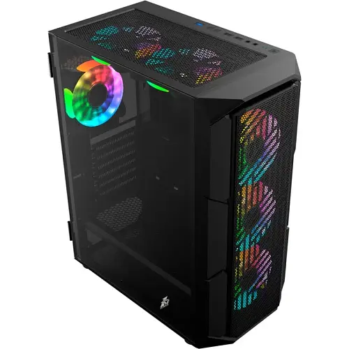 Корпус 1stPlayer XF-BK-4F7, Black, без БЖ, Midi Tower, ATX / Micro ATX / Mini ITX, 1xUSB 3.0 / 2xUSB 2.0, макс. CPU - 165 мм / VGA - 320 мм, 4x120 мм ARGB, бічна панель із загартованого скла - фото 4