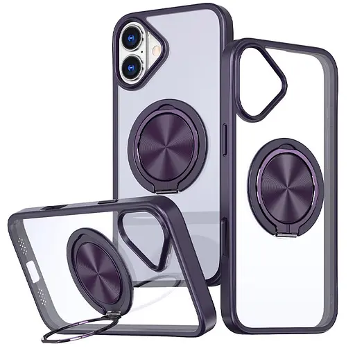 Чохол Epik TPU+PC Metal Ring with MagSafe для Apple iPhone 16, 6.1 Темно-фіолетовий - фото 1