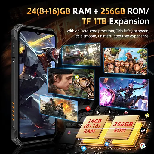 Смартфон Oukitel WP23 Plus 6.52`HD+ /8GB/256GB / T606 /10600mAh /13+5Мп/ IP69K /NFC Orange - фото 8