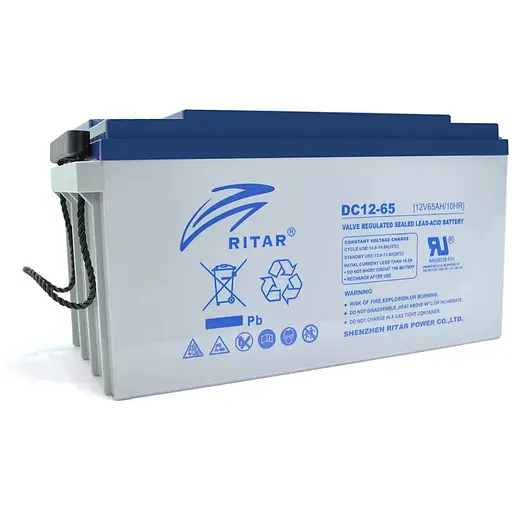 Аккумуляторная батарея AGM RITAR DC12-65, Gray Case, 12V 65Ah (350 х 167 х 182)