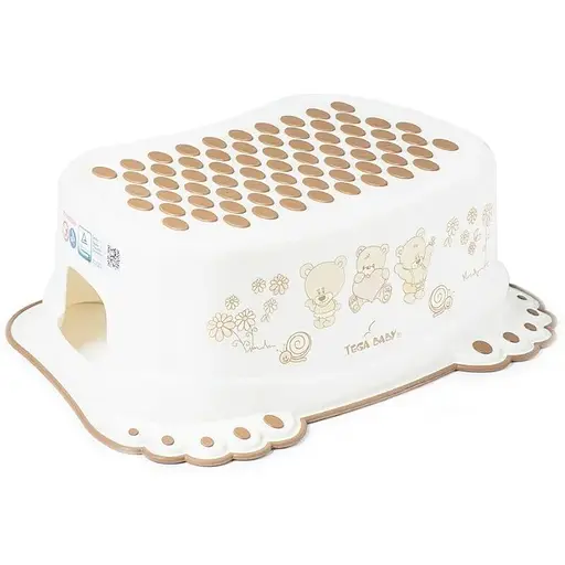 Ступени детские антискользкие в ванну Tega Baby Teddy Bear white pearl - фото 1