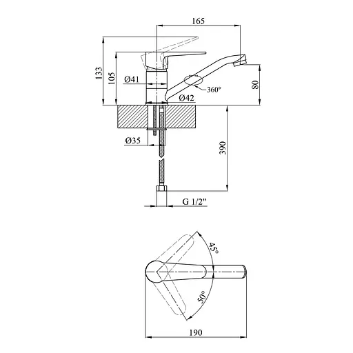 Смеситель для раковины Kroner KRM Elbe - C012 (CV023576) - фото 6