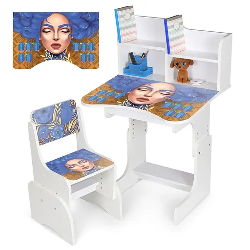 Детская парта N 2071-6-1 белая, со стульчиком