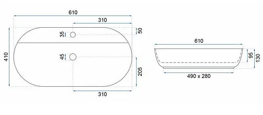 Умивальник Rea Aura 61 shiny aiax мармур накладний REA-U6623, Мармур - фото 5