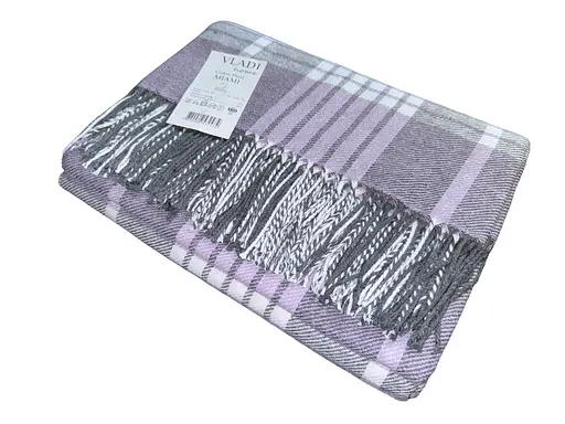 Плед бавовняний Миами/Miami Horace Vladi дим-біло-ліловий 140х200 - фото 1