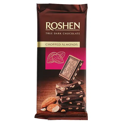 Уценка. Шоколад Roshen черный с подсоленным миндалем 85 г (861864)
