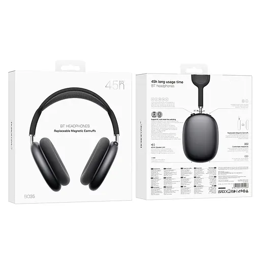 Накладні бездротові навушники Borofone BO35 Plus Adorable ANC Deep space gray - фото 4