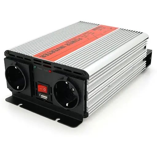 Инвертор напряжения Ritar RSX-1000, 12V/220V, 1000W с аппроксимированной синусоидой, 2xShuko, 1xUSB, клеммные провода, BOX, Q8