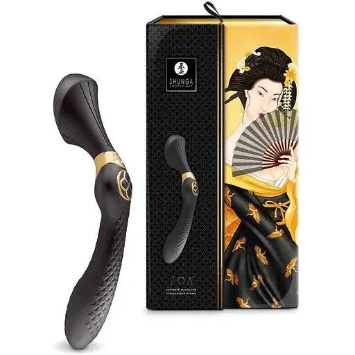 Вибромассажер Shunga Zoa Black двусторонний - фото 9