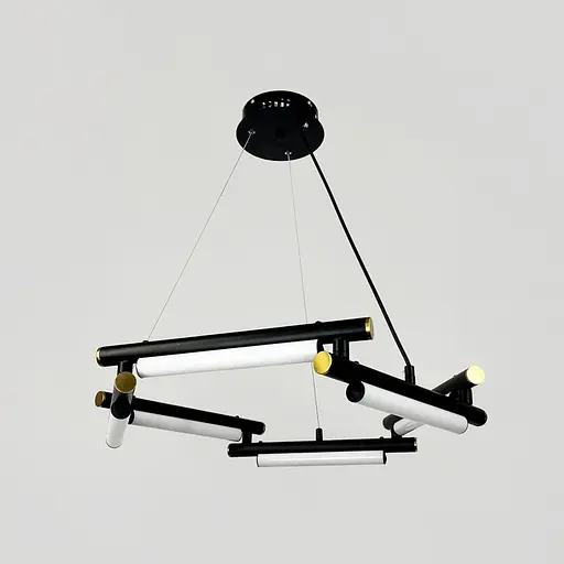 Унікальна підвісна люстра у чорному кільцевому корпусі Ø 65 см | Line F | Арт. MJ318-600 BK - фото 7