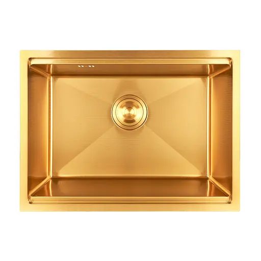Кухонная мойка под столешницу золотая с декором нержавеющая Nett NGS-5742, Золотой - фото 1