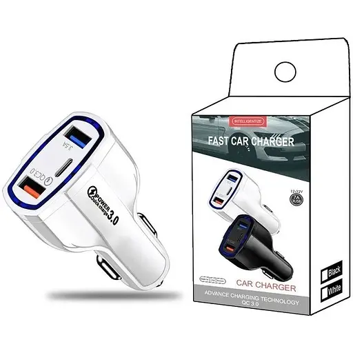 Автомобильное зарядное устройство No Brand CWa 2USB Type-C PD35W QC 3.0 White (44050554) - фото 5