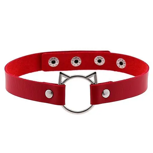 Ошейник с образом кошечки Красный K0375-2 - фото 1