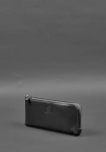 Кожаный портмоне-купюрник на молнии 14.0 Черный - фото 4