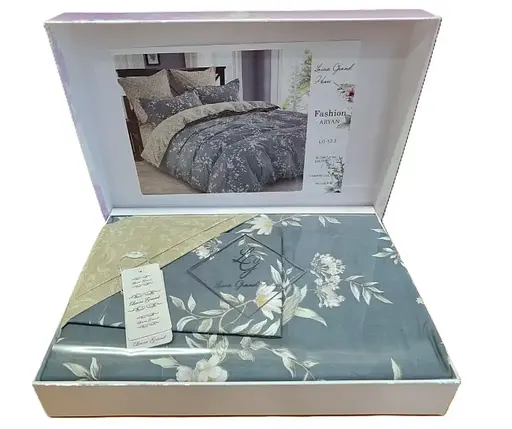 Постельное белье сатин Laura-Grand 21 евро комплект светло-серый - фото 2