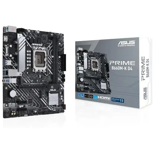Материнская плата Asus Prime LGA1700, B660M-K D4, B660, 2xDDR4, Int.Video(CPU), 4xSATA3, 2xM.2, 1xPCI-E 16x 4.0, 2xPCI-E 1x 3.0, ALC997, GLan, 5xUSB3.2/4xUSB2.0, VGA/HDMI, MicroATX - фото 2