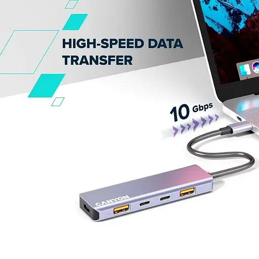 USB-Хаб Canyon USB-хаб DS-18 5in1 USB-C Grey (CNS-TDS18) - фото 7