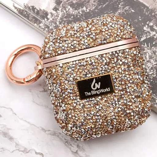 TPU чохол Bling World Rock Diamond для навушників AirPods 1/2 Рожевий - фото 6