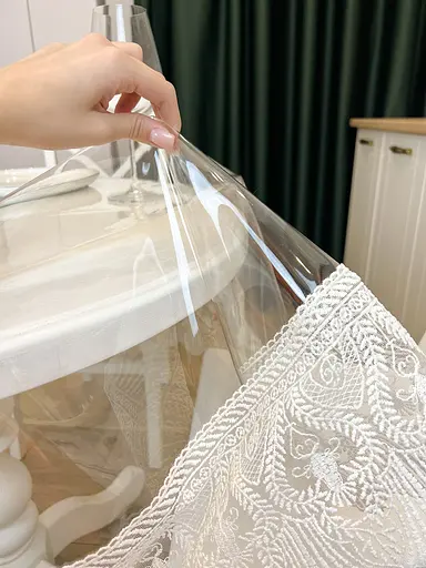 Силіконова скатертина з молочним мереживом Рішельє 15 см 400х190 см - фото 9