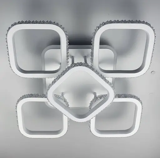 Стельова світлодіодна люстра в корпусі білого кольору з RGB підсвіткою | Арт. A 77073/4+1 RGB WT | Line F - фото 8