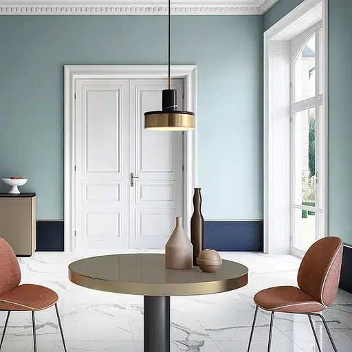 Чорний мармуровий підвіс із латунним корпусом Ø 20 см | Арт. SC 8/1 BK | Line F - фото 4