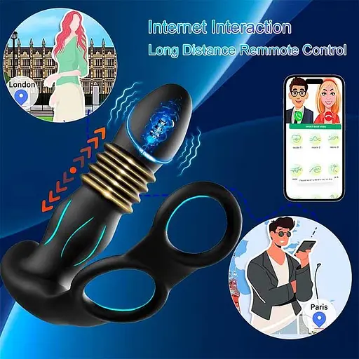 Смарт анальный вибратор, массажер простаты с эрекционными кольцами на пенис и поступательными движениями - фото 11