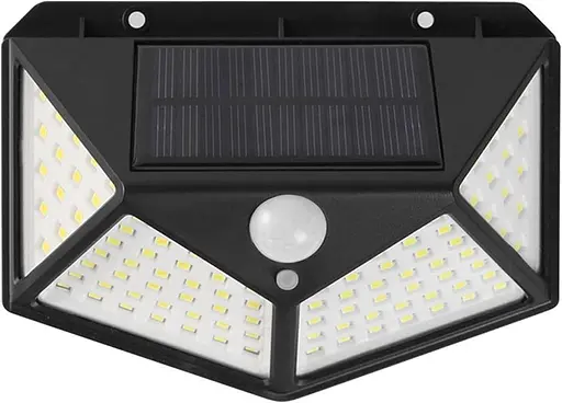 Вуличний ліхтар настінний Yiwu 100 LED з датчиком руху та сонячною панеллю для фасадів воріт двору HP-L-7 - фото 1
