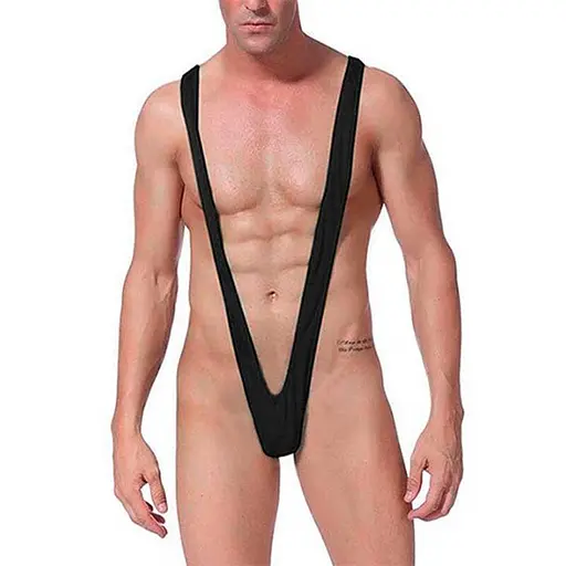 Стрінги-комбінезон чоловічі великого розміру біфлекс для вечірок M-L-XL чорні - фото 2