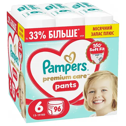 Подгузники-трусики Pampers Premium Care Pants Размер 6 (13-19 кг) 96 шт. - фото 1