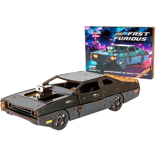 Деревянный 3D конструктор Fast Furious PuzzleOk Puz-62519 125 деталей черный - фото 1