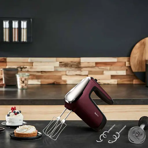 Міксер ручний Tefal Powermix Silence 600Вт насадки-4 турборежим бордовий - фото 2