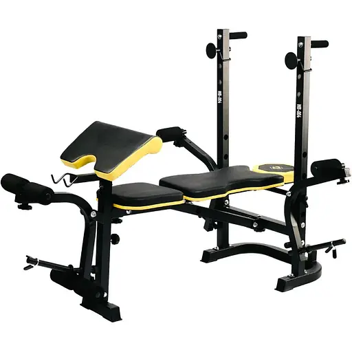 Лавка тренувальна Besport WB-004 для жиму зі стійкою під штангу та партою Скотта