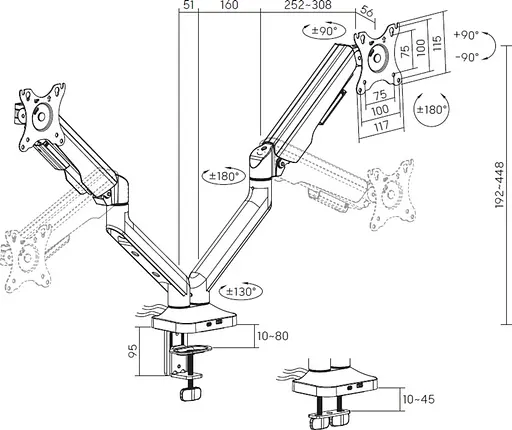 Кріплення настільне для двох моніторів OfficePro 17-35` Black (MA452B) - фото 7