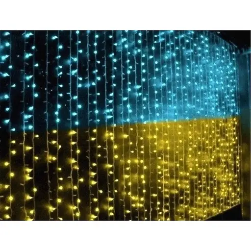 Гирлянда-штора Brille 1867-01 Флаг Украины светодиодная 420 Led, 2.4 х 1.2 м прозрачный шнур желто-синяя - фото 2