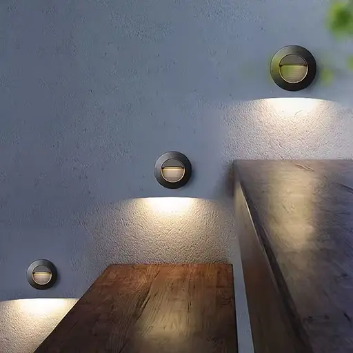 Світильник для сходів у чорному корпусі Ø 8 см | Line F | Арт. 10010 BK - фото 1