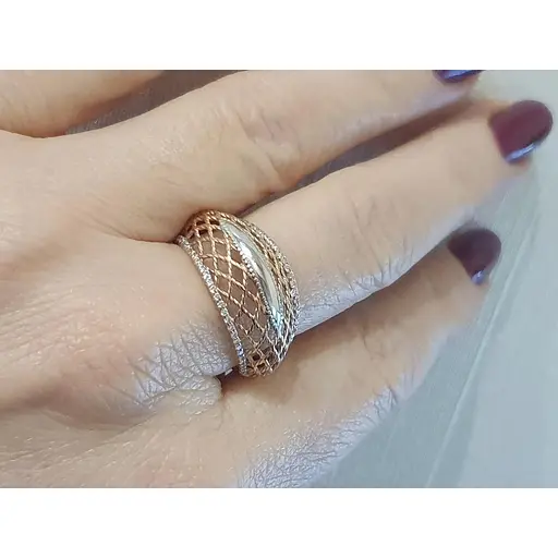 Золоте кільце Tango з фіанітами. 380107 18,5 - фото 2