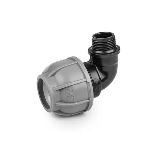 Коліно Bradas для труб PE 25 мм x 1/2 PN10 із зовнішнім різьбленням (DSRA10K25M12) - фото 1
