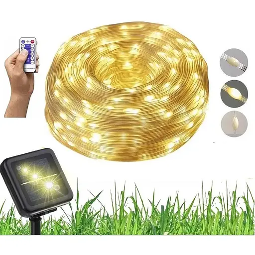 Гирлянда Sun Lamp уличная 20 м 200 LED светодиодные наружные садовые фонари на солнечной батарее с опцией подзарядки от сети