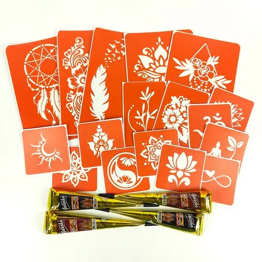 Набір кольорової хни з трафаретами для біо-тату №6 color-henna-set-06 - фото 4