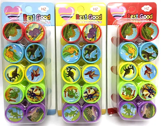 Набор штампиков Динозавр, 25 мм, 10 шт., в блистере, 1019-D (в ассортименте)