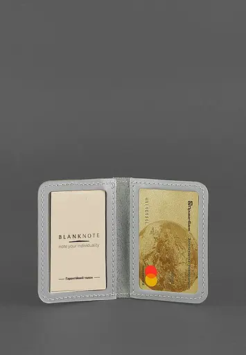 Кожаная обложка для ID-паспорта и водительского заседания 4.1 Серая с гербом - фото 4