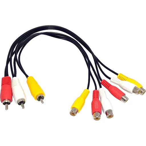 Кабель-сплиттер AV 3xRCA-6xRCA M/F, 0.3 м