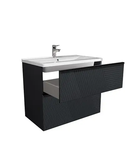 Тумба Мойдодир Rome 80-U с умывальником Debut 80 на подвесная/напольная Графит - фото 3