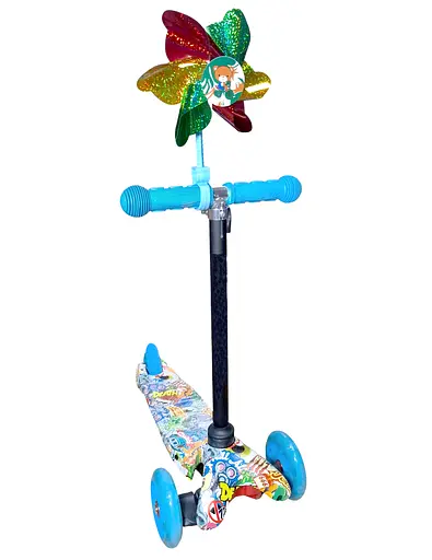 Вітрячок дитячий з кріпленням на кермо самоката / велосипеда блакитний (G00010452) - фото 5