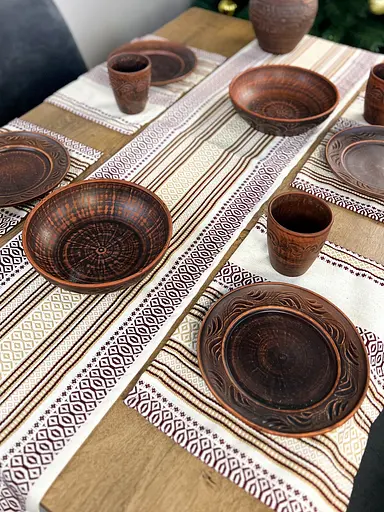 Льняная салфетка с украинским орнаментом Луч 30х40 см 24 шт. - фото 2