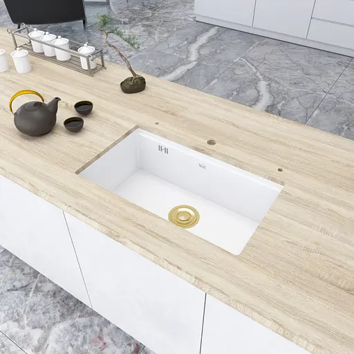 Кухонна мийка під стільницю біла Nett NW-7042, Білий - фото 5