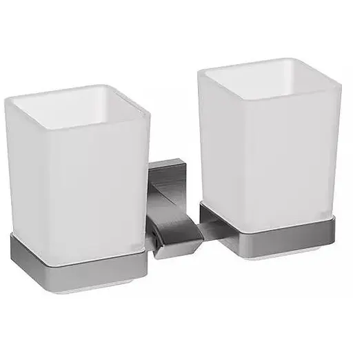 Склянка для зубних щіток подвійна Gappo G0708-9 збройова сталь графітовий хром - фото 1