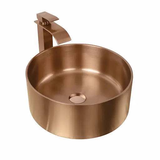 Умивальник Platinum Handmade PVD мідний 380x380 мм з нержавіючої сталі, Теплий захід - фото 6
