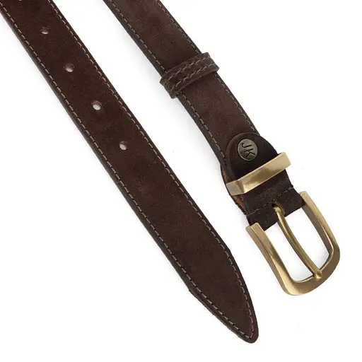 Ремень женский замшевый JK-3049 коричневый с золотистой пряжкой (105 см) - фото 3