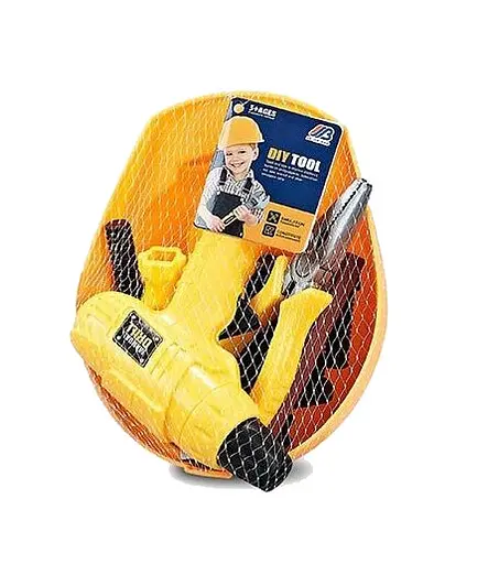 Набор инструментов MK 10-5, 12 элементов, шуруповёрт с заводным механизмом, каска, в сетке (6980634400619) - фото 1